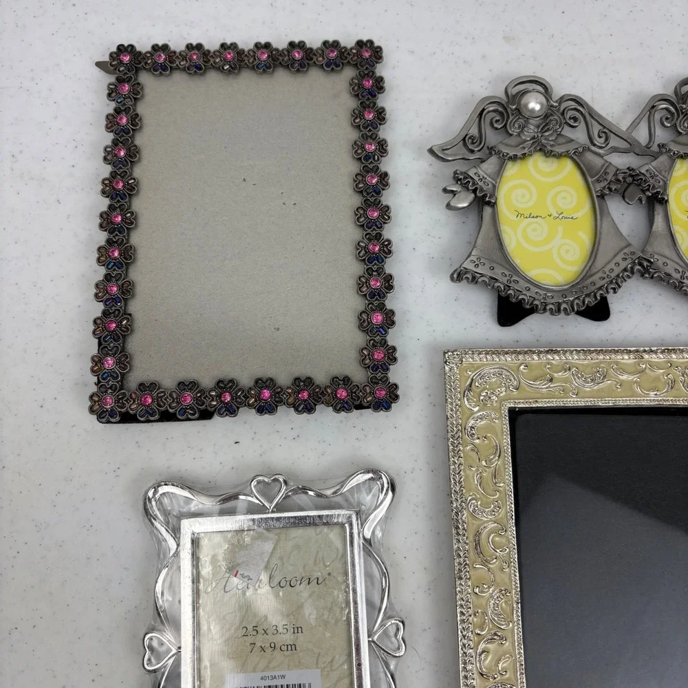 8pc‎ Small Gallery Picture Frame Lot Philip Whitney Milson Silver Floral Angel
